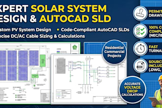 design solar system, autocad sld, and dc ac cable sizing