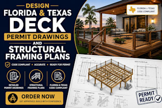 design florida and texas deck permit drawing and structural framing plans