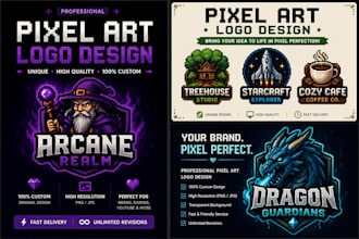 create a custom pixel art logo for gaming, youtube, twitch and brands