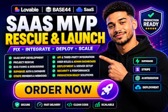 lovable base44 web app expert saas mvp supabase stripe API security deploy debug