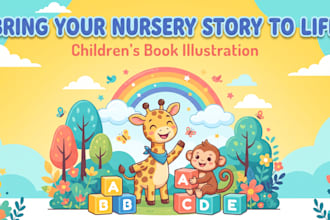 illustrate nursery rhyme children book pages for kids learning