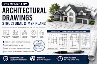 create architectural permit drawigs, structural and mep plans