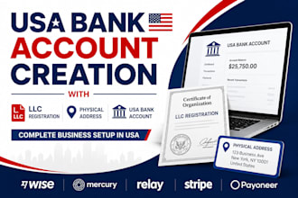 usa bank creation with llc registration for business account wise mercury stripe