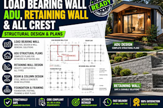 design load bearing wall, adu, retaining wall and structural plans