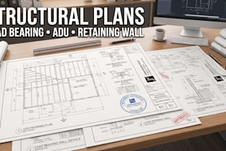 design load bearing wall, adu, retaining wall and structural plans