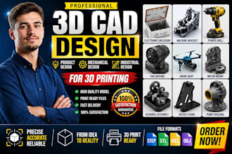 3d cad design product design industrial mechanical cad modeling for 3d printing