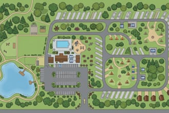 design custom campground map, rv park map, campsite and resort layout