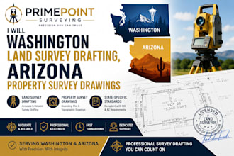washington land survey drafting, arizona property survey drawings