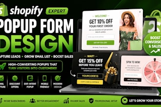 design shopify popup form, newsletter popup, email capture form shopify website