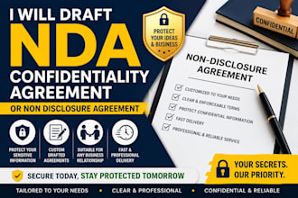 draft an nda, confidentiality agreement or non disclosure agreement