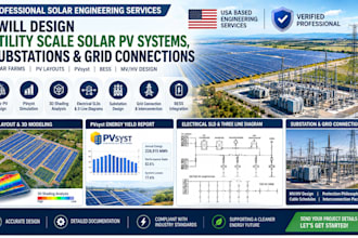 design solar pv systems, solar farms, substations and grid connections