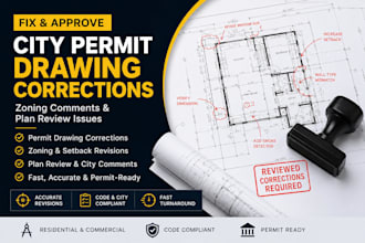 fix city permit drawing corrections, zoning comments and plan review issues
