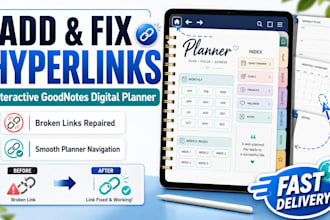 add and fix hyperlinks in your interactive goodnotes digital planner