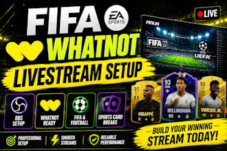 setup obs whatnot FIFA, uefa football and sports card breaks auction live stream