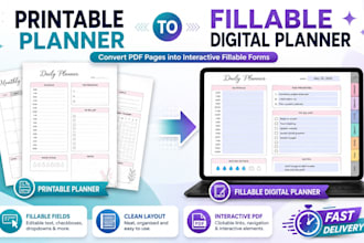 convert your printable planner into a fillable digital planner