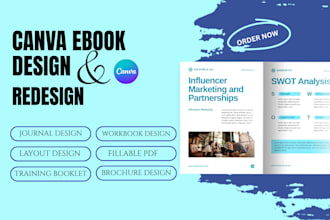redesign ebook, workbook, kdp journal layout formatting in canva or indesign