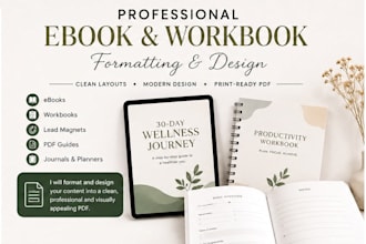 format and design your ebook, workbook, journal or planner
