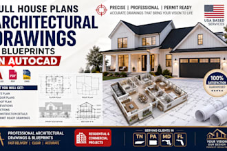 full house plans architectural drawings and blueprints in autocad in tn pa md fl