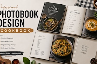 design a professional cookbook or photobook  with a modern layout