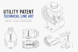 create utility patent drawings, technical line art and patent illustrations
