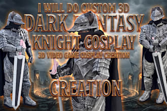 do custom 3d dark fantasy knight cosplay armor 3d video game cosplay creation