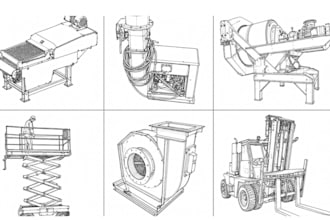 do technical line drawing and patent drawing of manufacturing