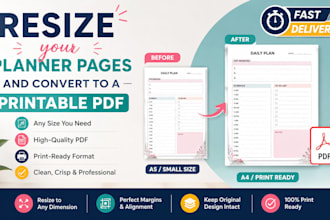 resize your planner pages and convert them to a printable PDF