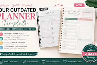 redesign update and recreate existing outdated planner template