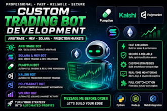 develop arbitrage bot, mev, pumpfun, kalshi, volume, polymarket, solana trading