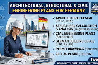 create architectural, structural and civil engineering plans for germany