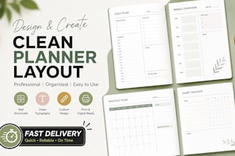 design and create a clean planner layout and format