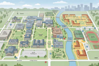create campus map,school wayfinding map, and vector directory map