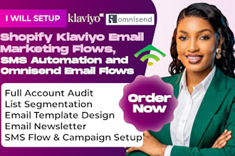 setup shopify klaviyo email flows, SMS automation and omnisend email flows