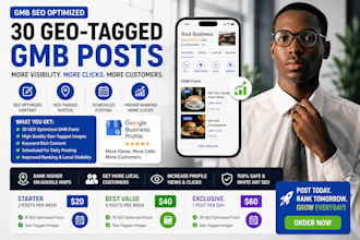 create SEO optimized google buss profile posts with geo tags