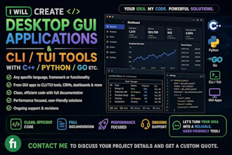 create desktop gui, cli tui app in cpp python go
