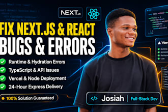 fix next js react bugs, typescript errors, and vercel deployment issues