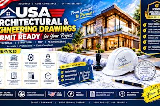 draw architectural house floor plan blueprint USA city permit stamp autocad