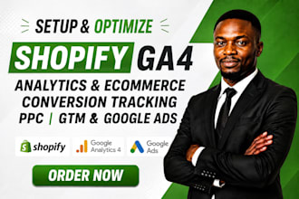 setup shopify ga4 analytics ecommerce conversion tracking PPC GTM and google ads