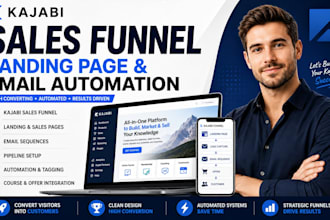 build kajabi sales funnel, landing page and email automation