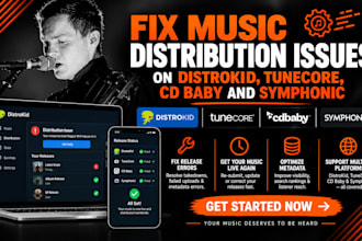 fix music distribution issues on distrokid, tunecore, cd baby and symphonic
