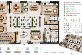 design working space floor plans with flexible layouts, furniture placement