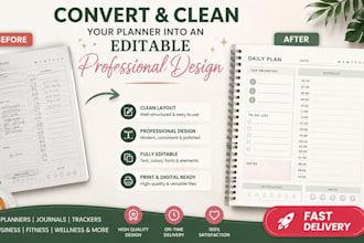 convert and clean your planner into an editable professional design