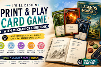 design a print and play card game with mechanics and rulebook