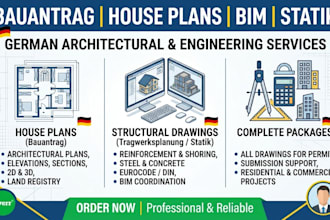 bauantrag house plans and structural civil drawings bim statik for germany