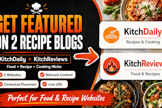 feature your recipe or food website on 2 recipe blogs