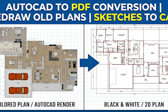 redraw floor plans, convert PDF to dwg, and draft garage conversions