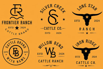 design a cattle brand, western and ranch logo