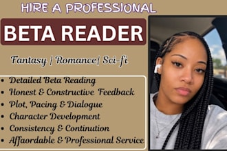 beta read your romance fantasy, thriller, mystery or scifi novel