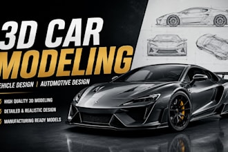 do 3d car modeling, 3d vehicle design, and photorealistic 3d rendering