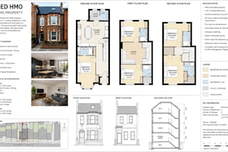 create UK hmo layout, floor plan, building plan and architectural plan